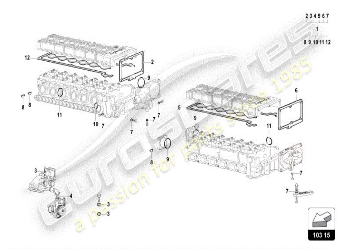 lamborghini diablo vt (1999) kit guarnizioni coperchi part diagram