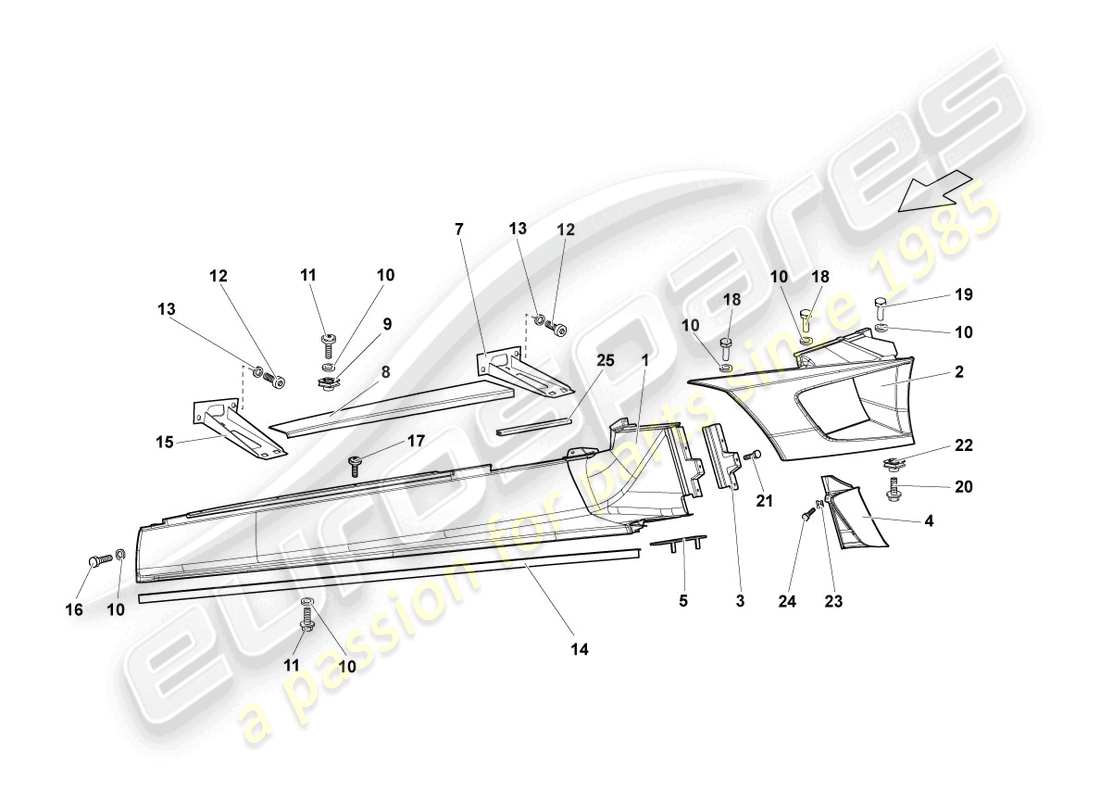 lamborghini lp640 coupe (2009) side member left part diagram