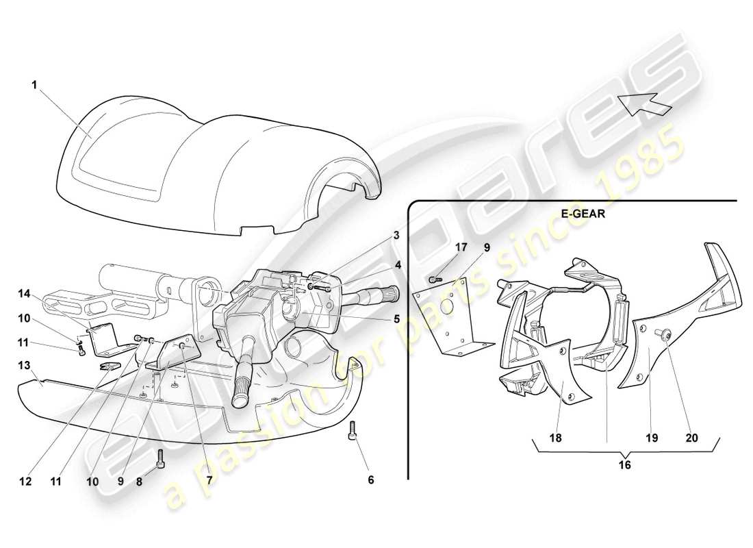 lamborghini lp640 roadster (2009) steering col. combi switch part diagram