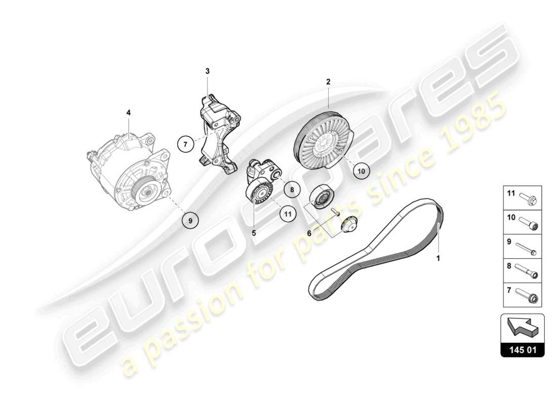 lamborghini tecnica (2023) individual parts for 3-phase alternator part diagram