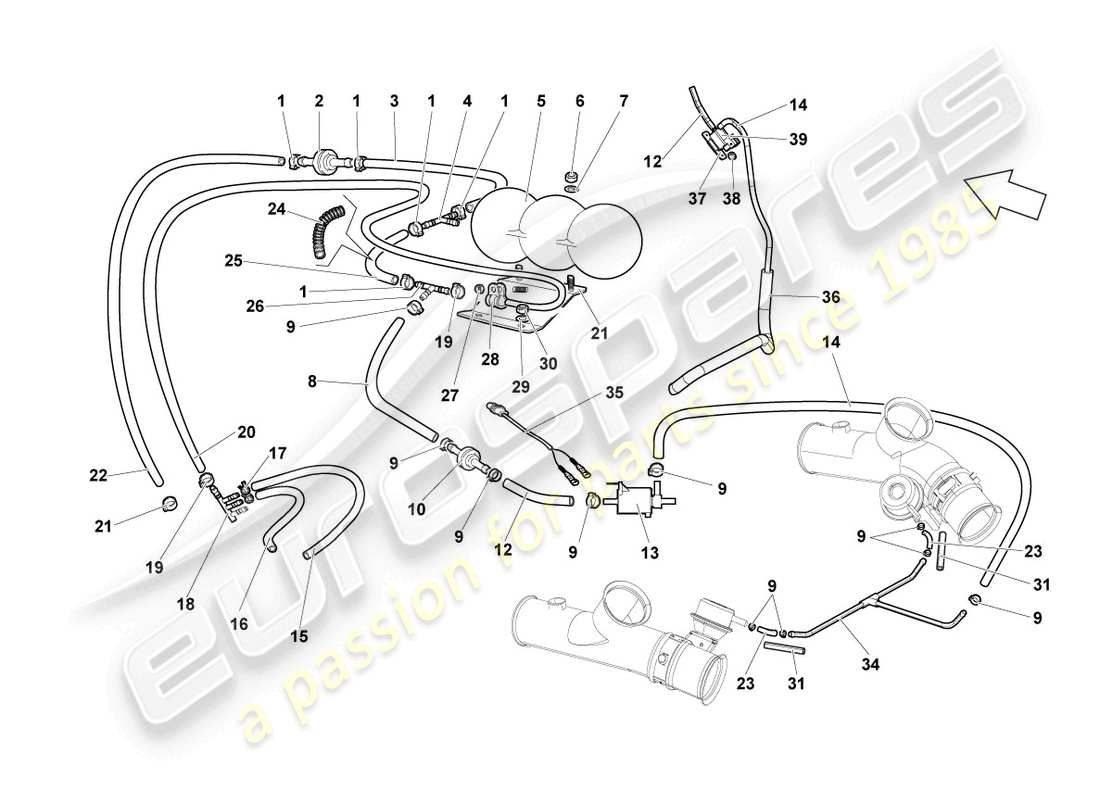 lamborghini lp640 coupe (2009) vacuum system part diagram