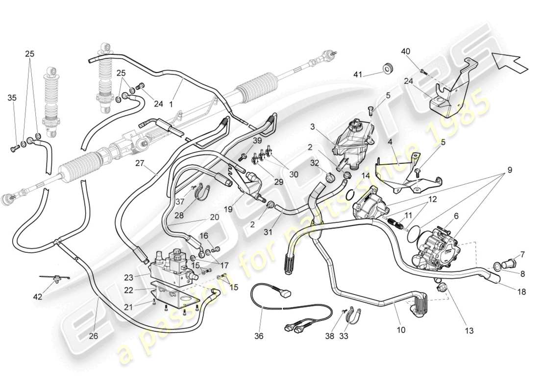 lamborghini gallardo spyder (2007) steering gear part diagram