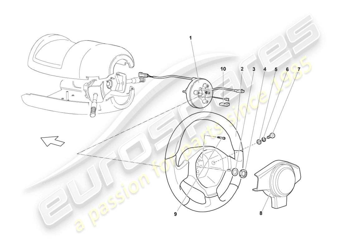 lamborghini lp640 coupe (2009) steering wheel part diagram