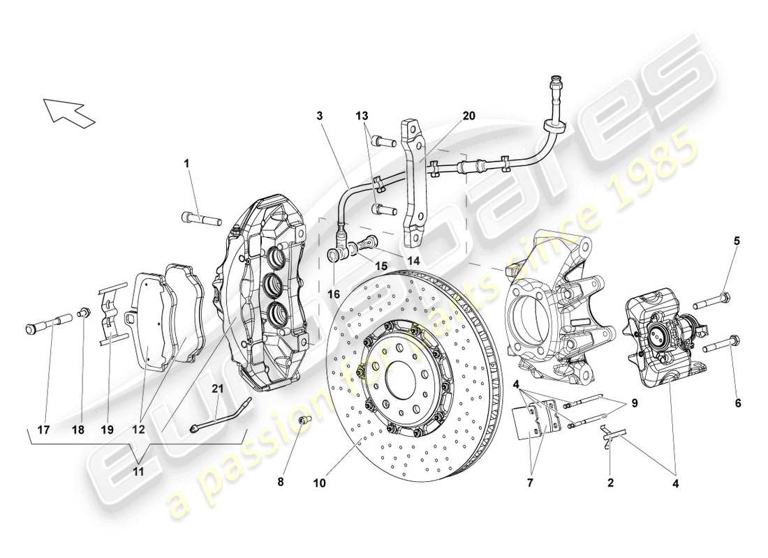 lamborghini lp640 coupe (2010) disc brake rear part diagram