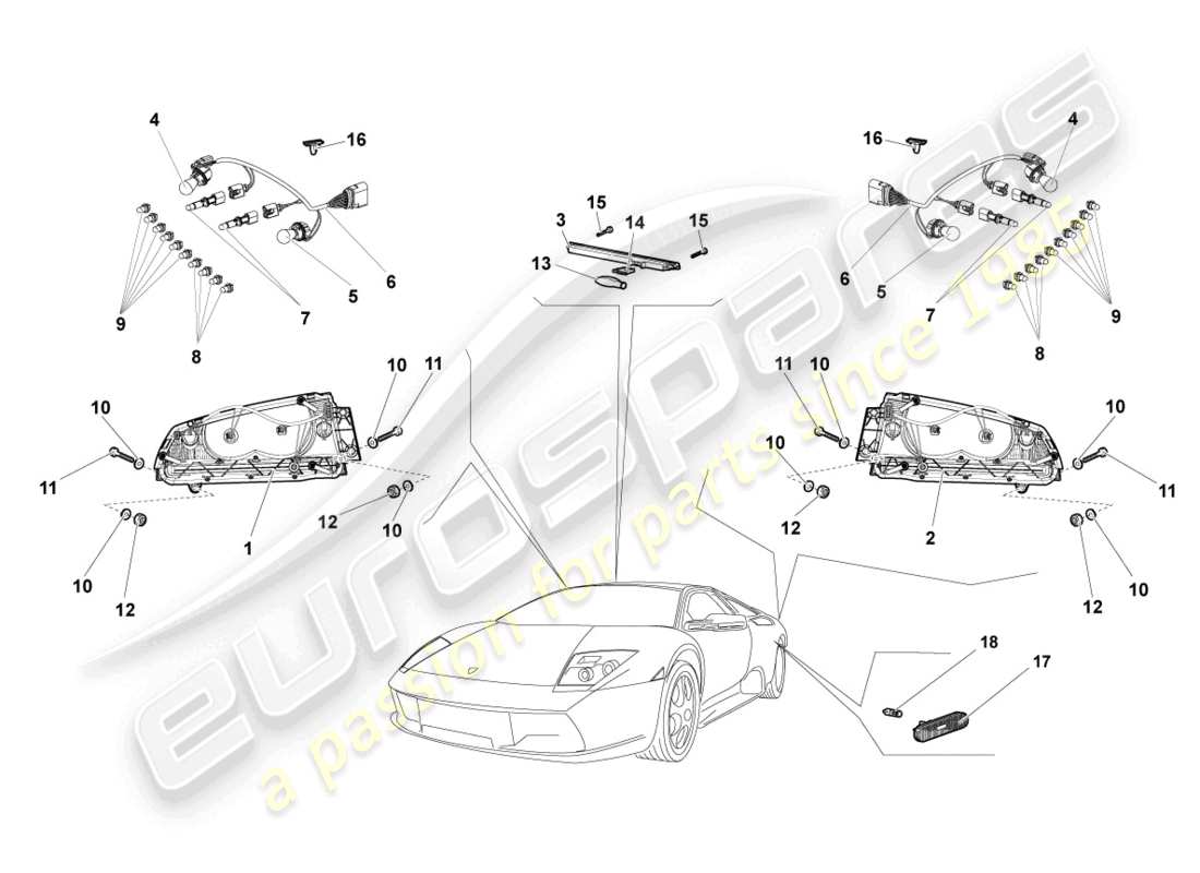 lamborghini lp640 coupe (2010) tail light part diagram