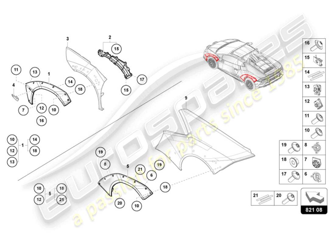 lamborghini sterrato (2024) wheel housing trim part diagram