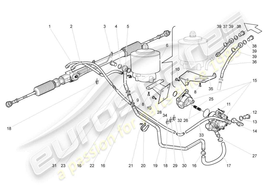 lamborghini gallardo coupe (2006) steering gear part diagram