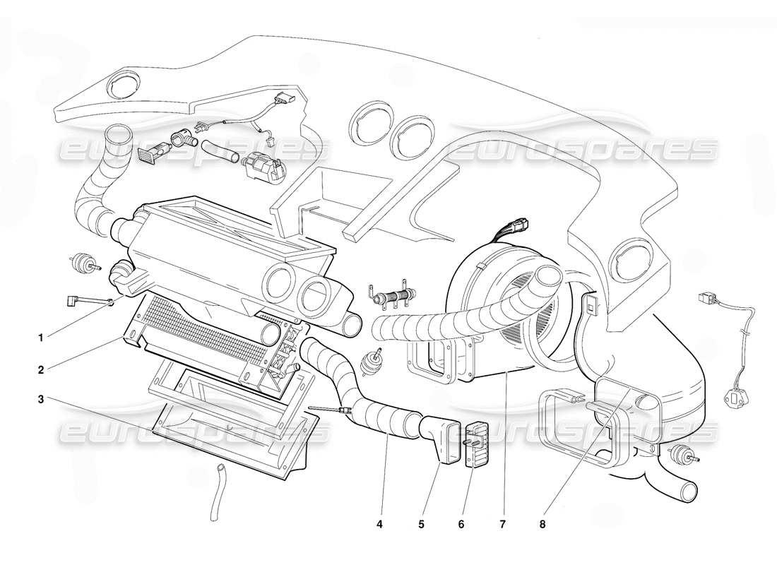 lamborghini diablo (1991) climate control (valid for gb version - october 1991) part diagram