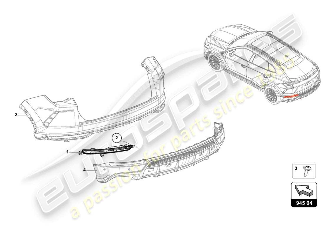 lamborghini urus (2019) led rear fog light part diagram