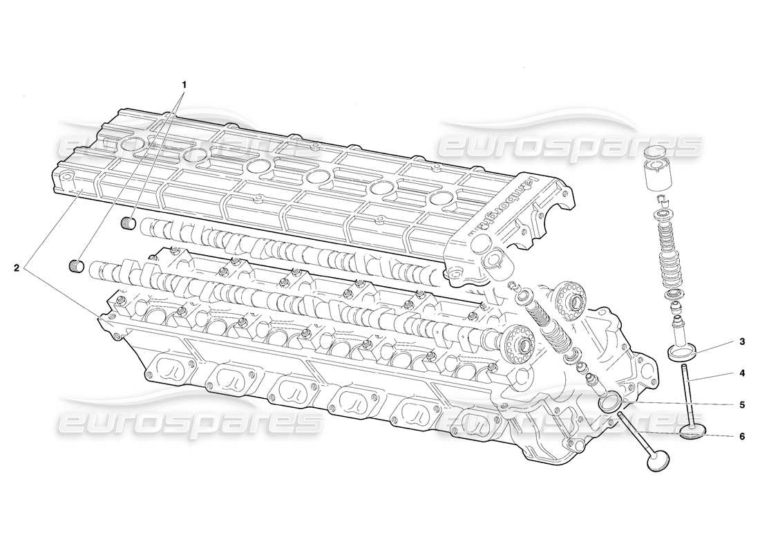 lamborghini diablo se30 (1995) right cylinder head (valid for switzerland - january 1995) part diagram