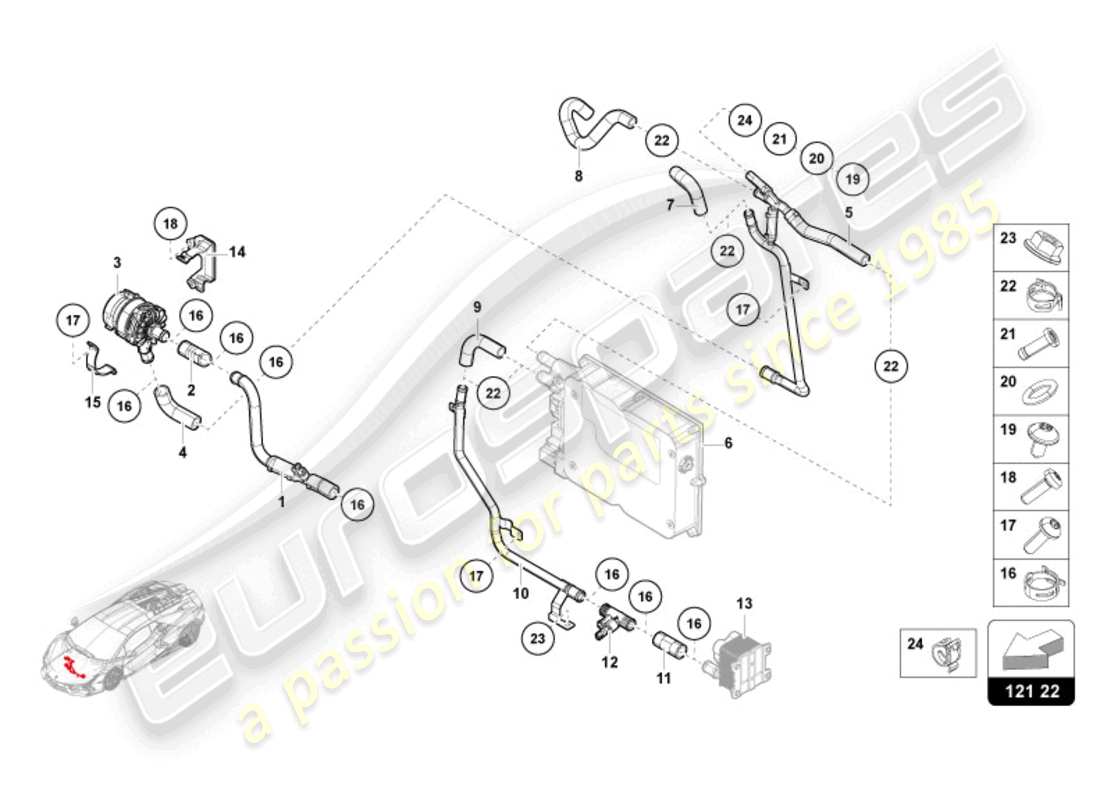 lamborghini revuelto coupe (2024) coolant cooling system - high voltage cooling part diagram