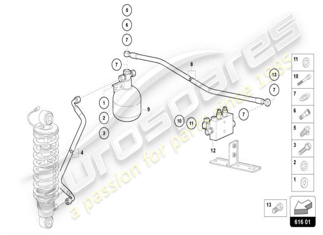 lamborghini diablo vt (1999) lifting system part diagram