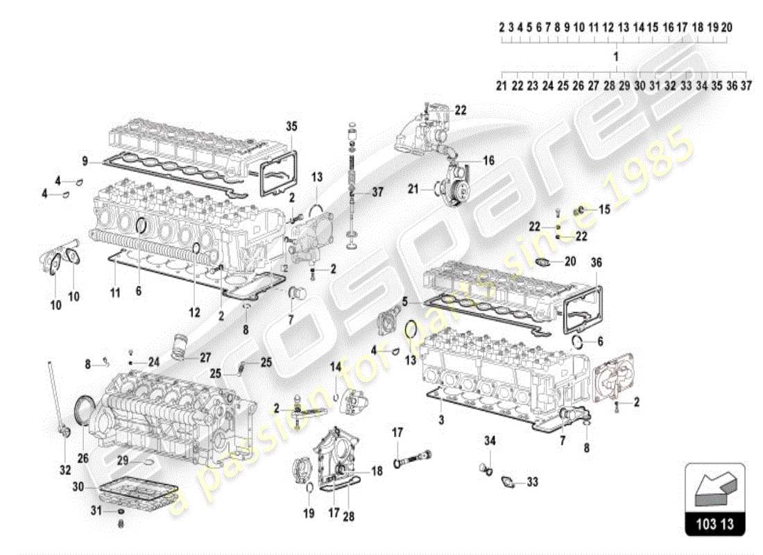 lamborghini diablo vt (1999) engine gasket kit part diagram