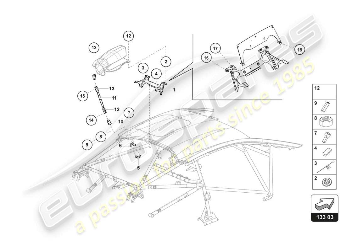 lamborghini super trofeo evo 2 (2022) airscoop support part diagram