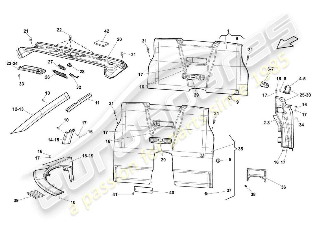 a part diagram from the lamborghini lp560-4 spider (2011) parts catalogue