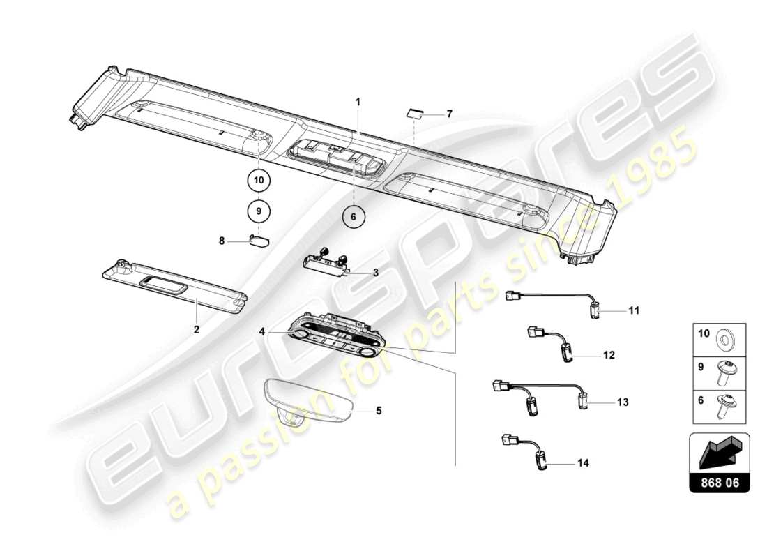 lamborghini evo spyder (2023) front panel trim part diagram