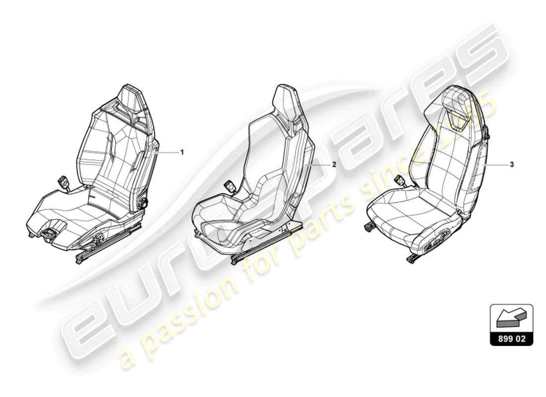 lamborghini tecnica (2023) seat, complete part diagram