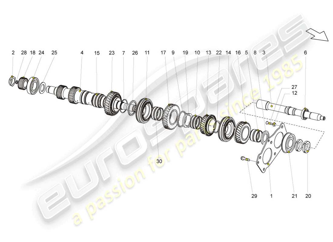 lamborghini superleggera (2008) input shaft part diagram