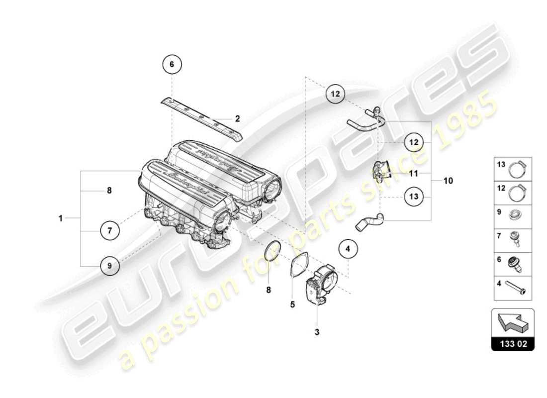 lamborghini tecnica (2024) intake manifold part diagram