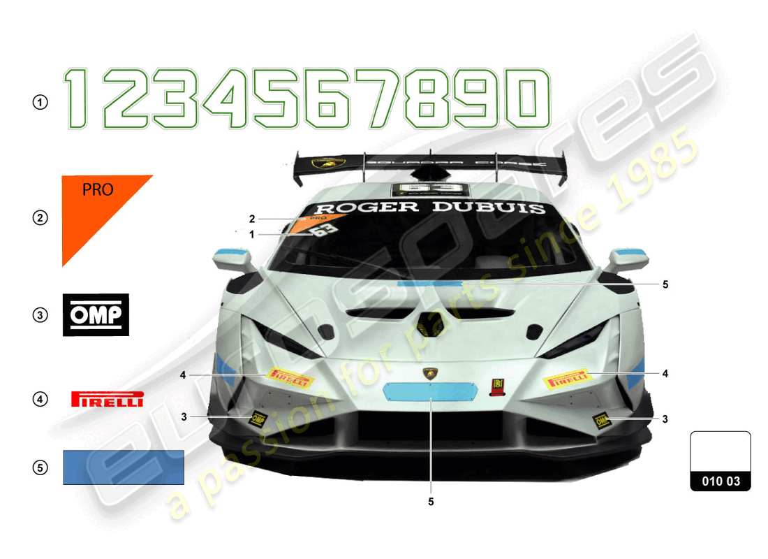 lamborghini super trofeo evo 2 (2022) stickers part diagram