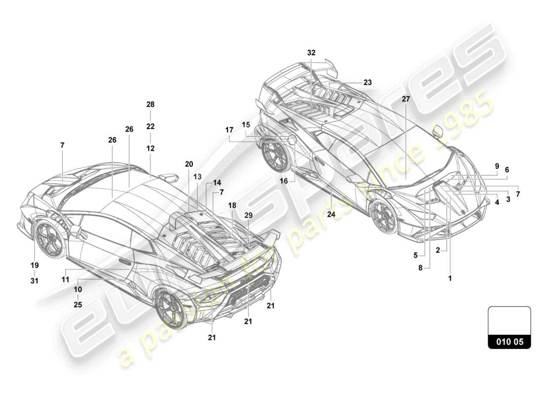 lamborghini sto (2022) inscriptions/lettering part diagram