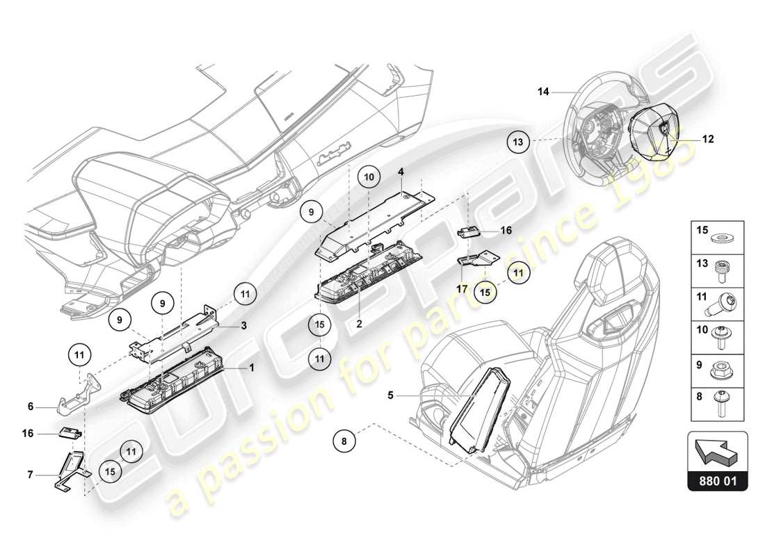 lamborghini ultimae (2022) airbag unit part diagram