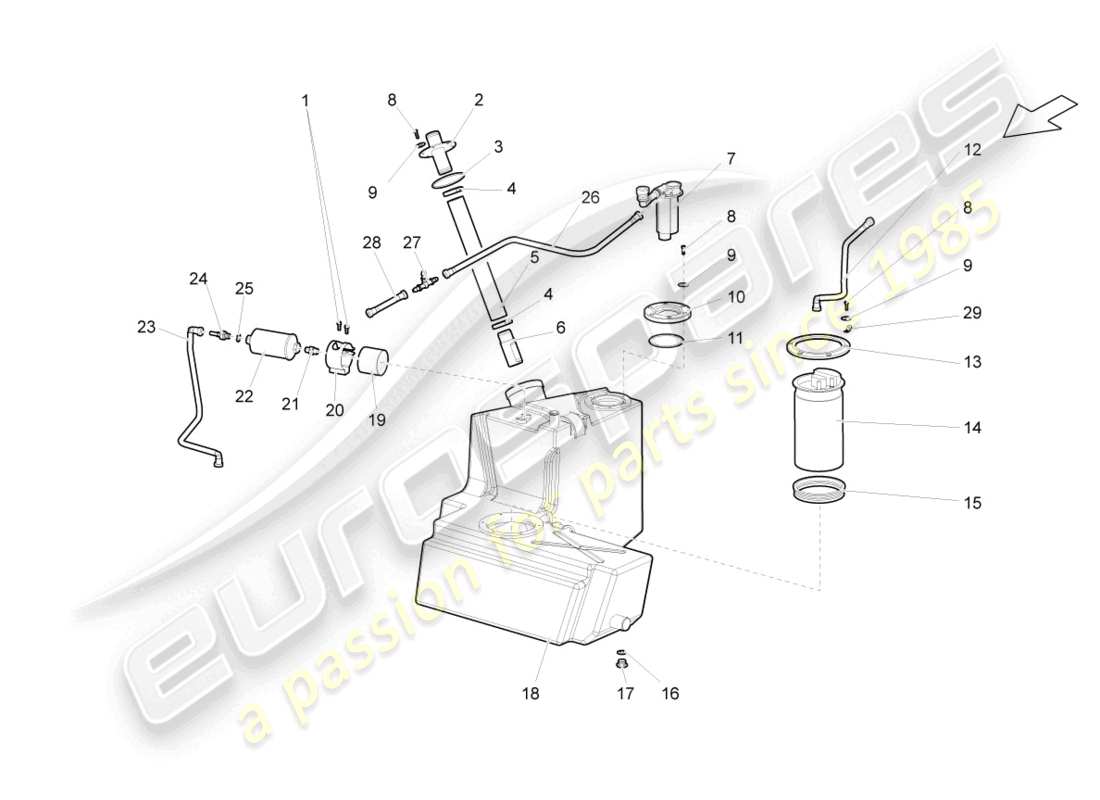 a part diagram from the lamborghini gallardo coupe (2006) parts catalogue