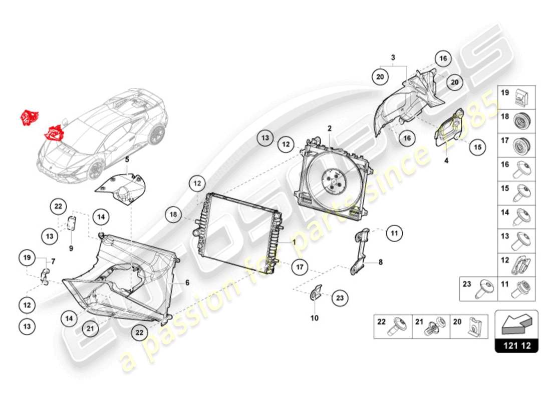 lamborghini tecnica (2024) cooler for coolant part diagram