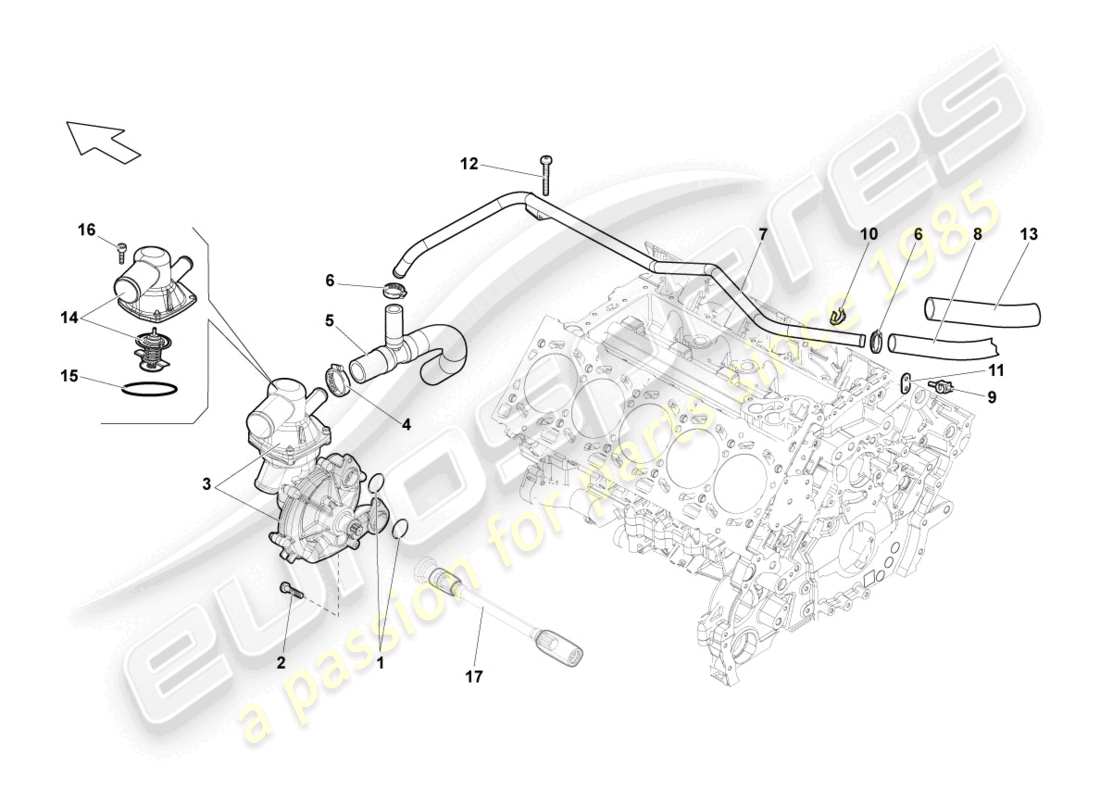 lamborghini gallardo spyder (2006) coolant pump part diagram