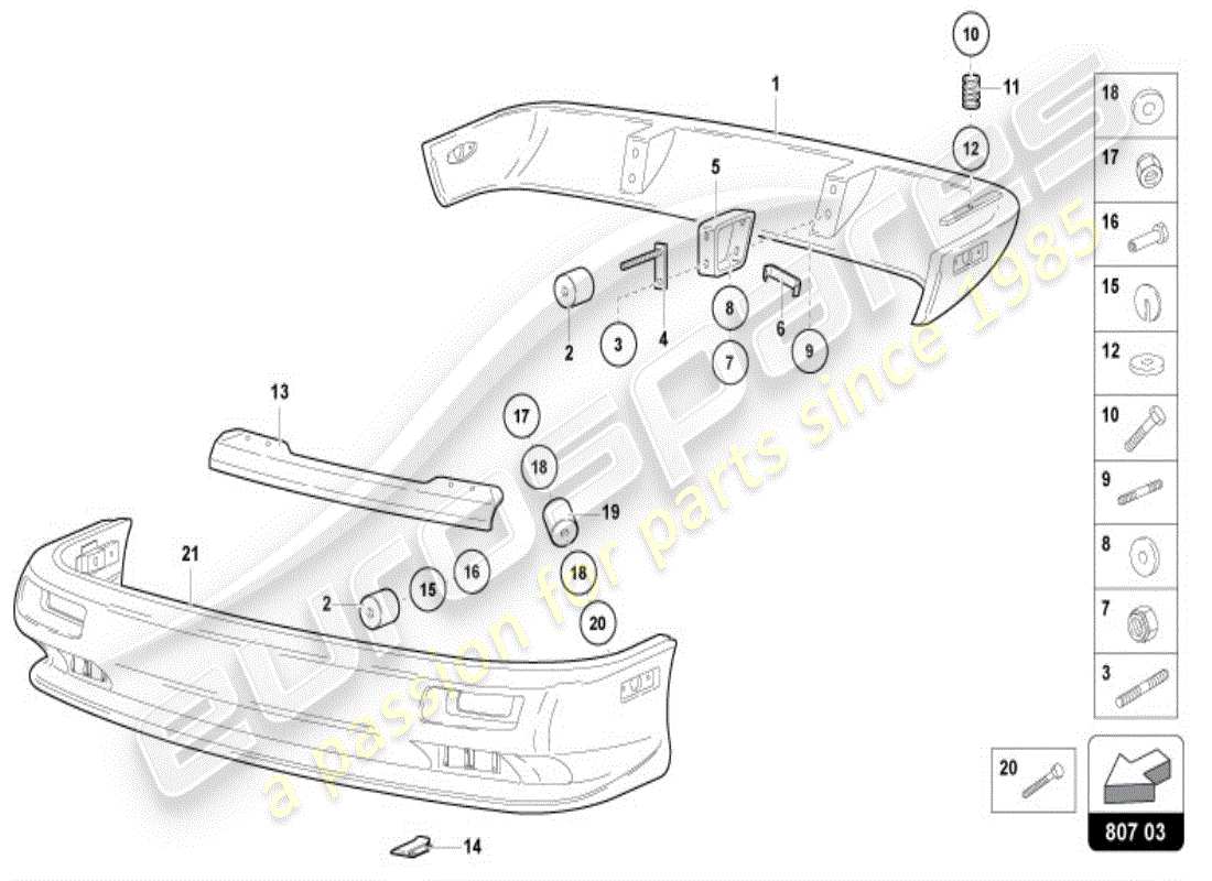 lamborghini diablo vt (1996) bumper, complete part diagram