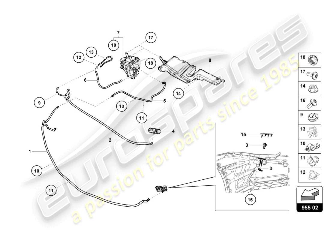 lamborghini evo spyder 2wd (2021) headlight washer system part diagram