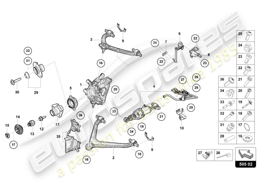 lamborghini evo spyder (2024) guide rear part diagram