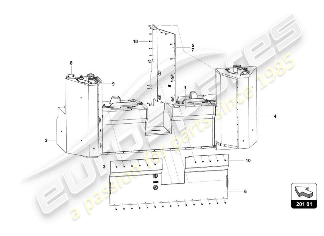 lamborghini super trofeo evo 2 (2022) fuel tank part diagram