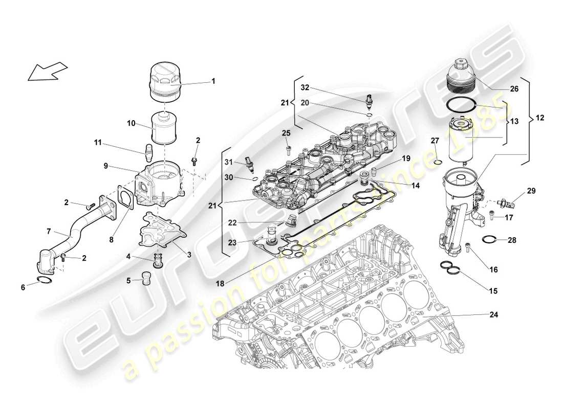 lamborghini lp570-4 sl (2012) oil filter part diagram