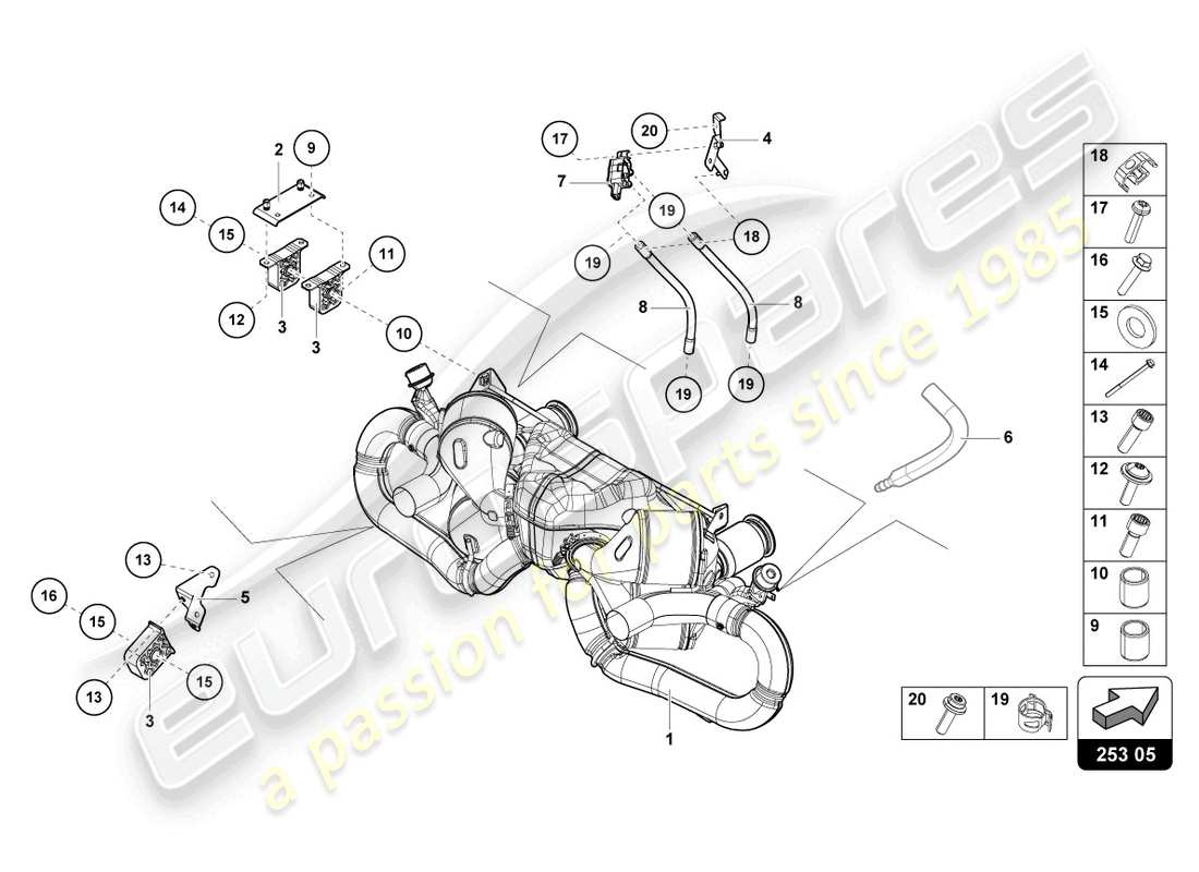 lamborghini evo spyder 2wd (2021) silencer part diagram