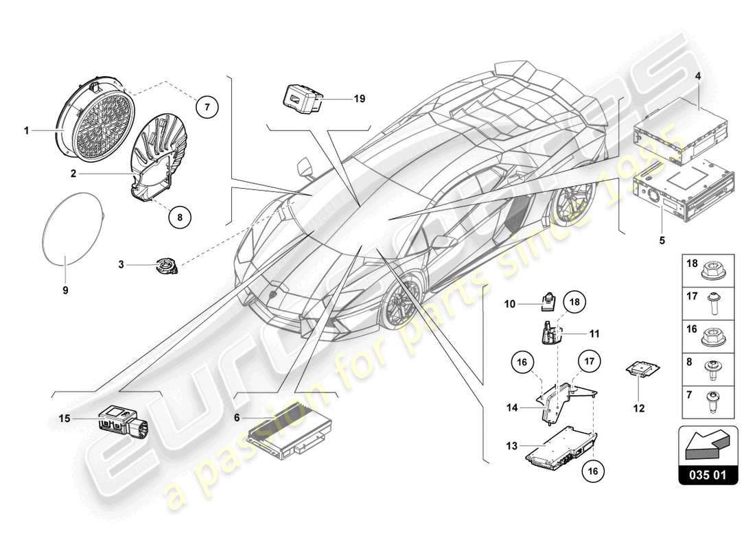 lamborghini lp770-4 svj roadster (2022) radio unit part diagram