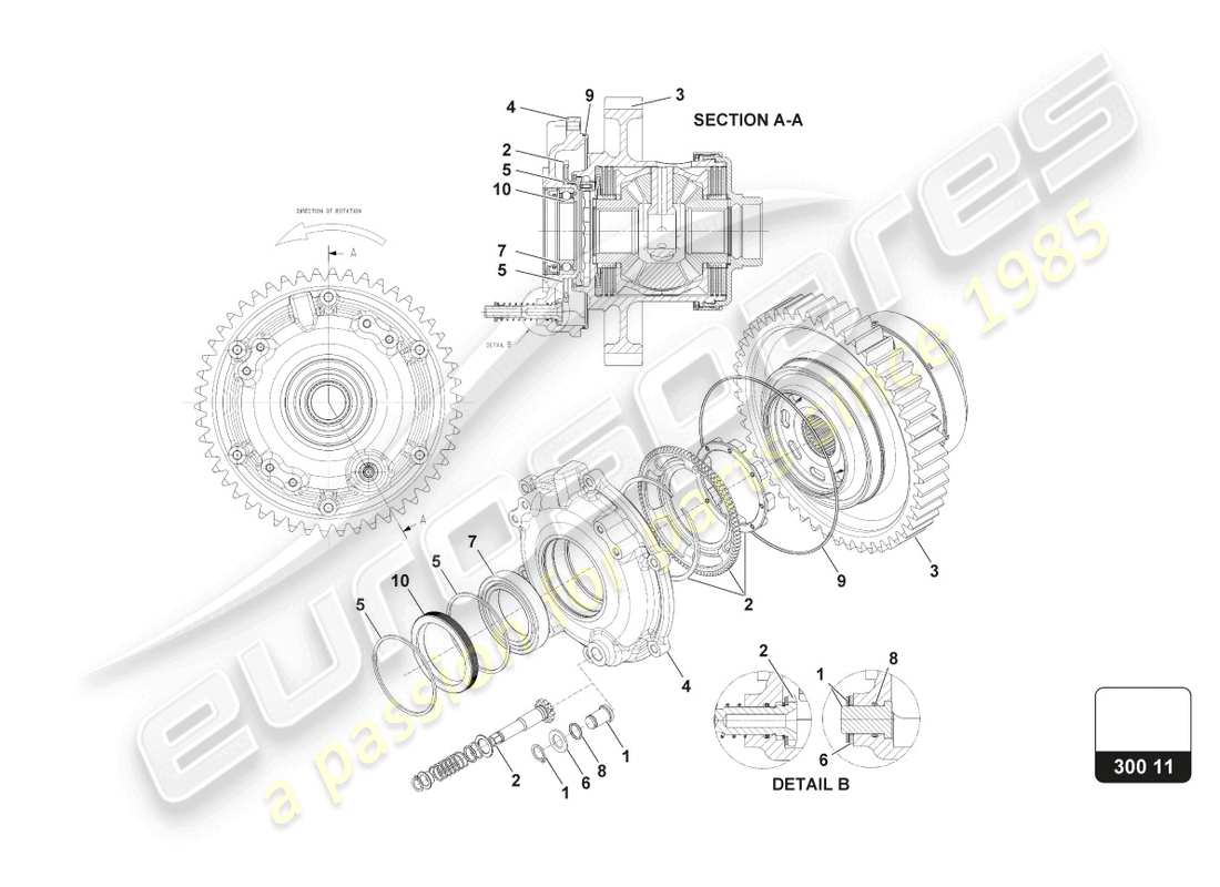 lamborghini super trofeo evo 2 (2022) differential assembly part diagram