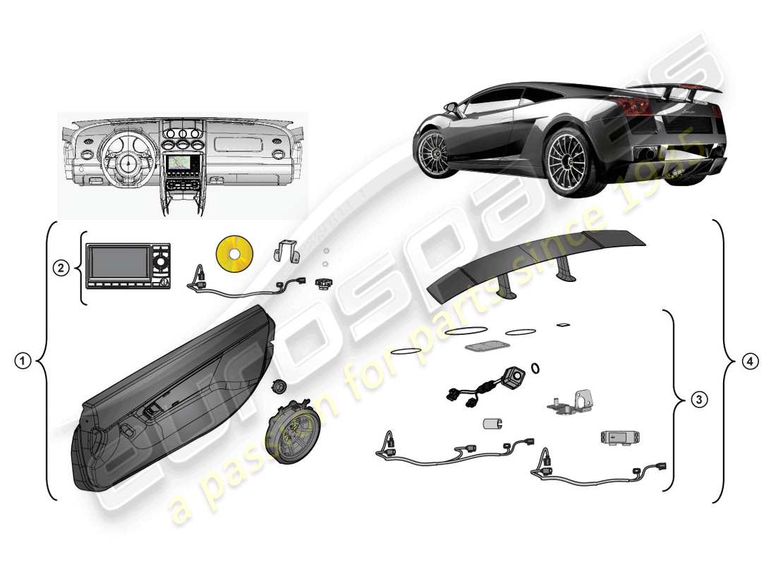 lamborghini superleggera (accessories) retrofit kit part diagram