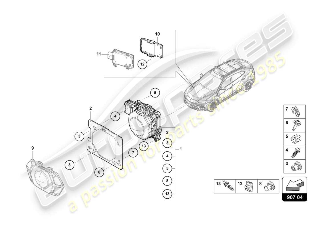 lamborghini urus performante (2024) radar sensor part diagram