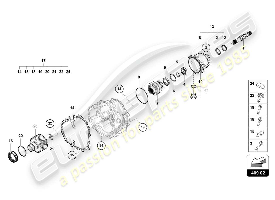 lamborghini urus performante (2024) differential front part diagram