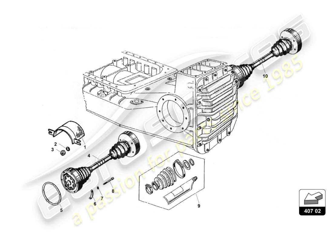 lamborghini countach 25th anniversary (1989) front drive shaft and arms part diagram