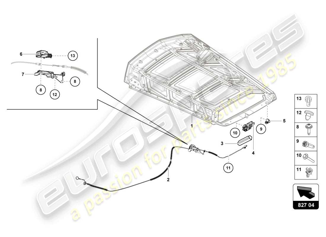 lamborghini evo coupe (2021) release lever part diagram