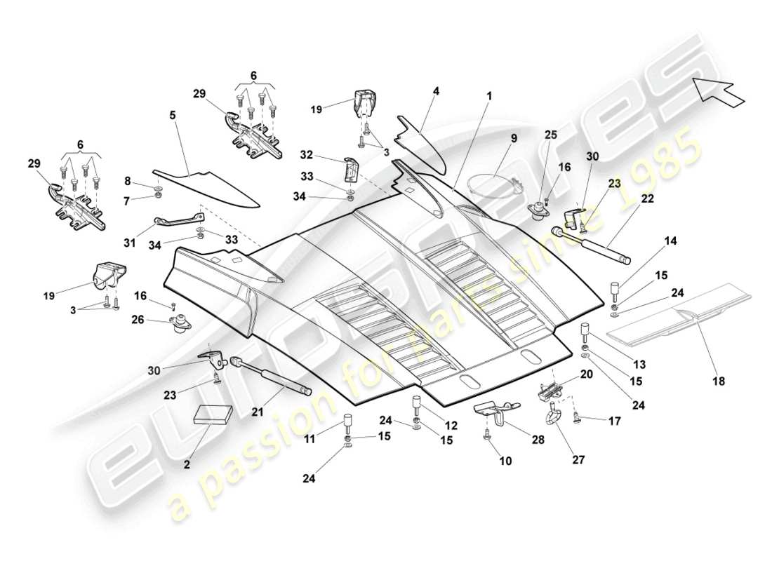 lamborghini lp560-4 spider (2014) rear lid part diagram