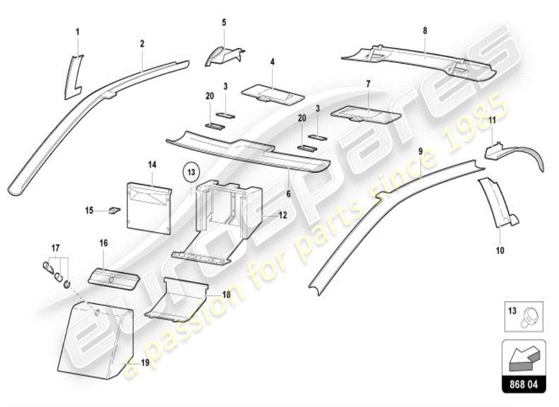 lamborghini diablo vt (1997) interior decor part diagram