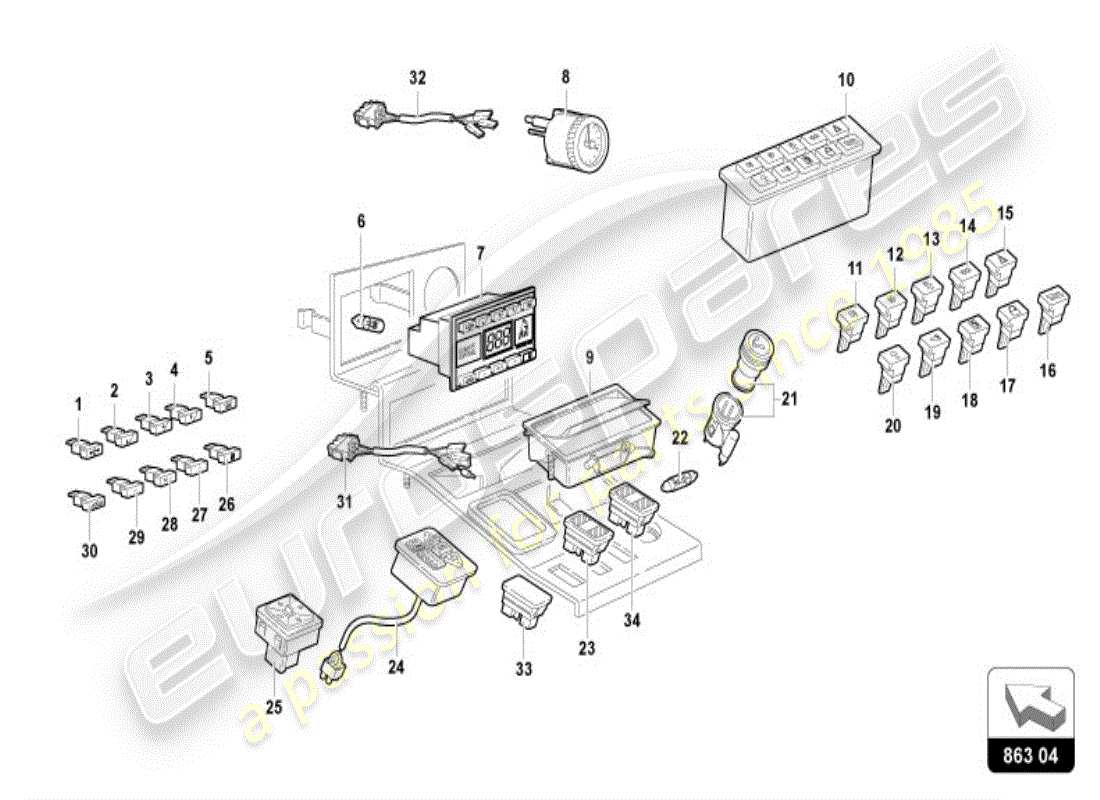 lamborghini diablo vt (1997) tunnel part diagram