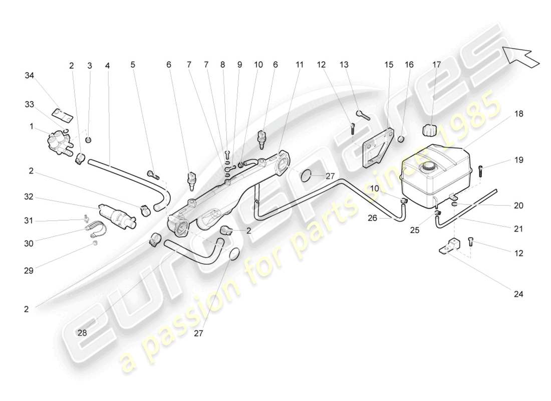 lamborghini gallardo coupe (2005) additional coolant pump part diagram