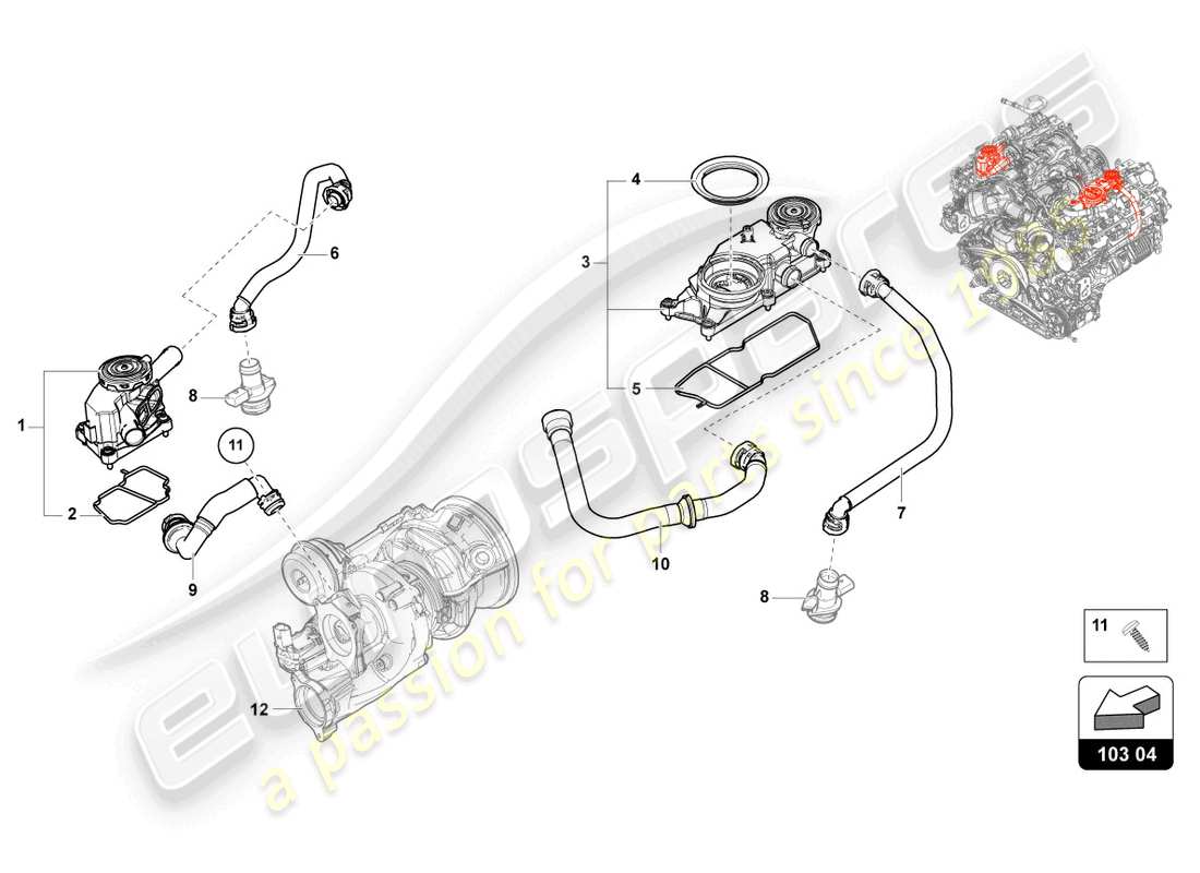 lamborghini urus (2019) ventilation for cylinder block part diagram