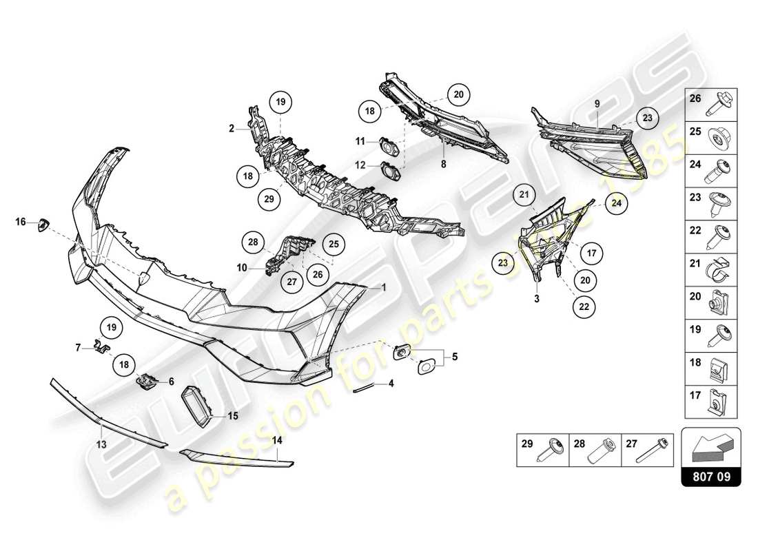 lamborghini urus performante (2024) bumper front part diagram