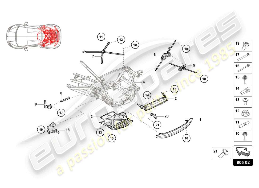 lamborghini tecnica (2023) chassis rear, outer part diagram