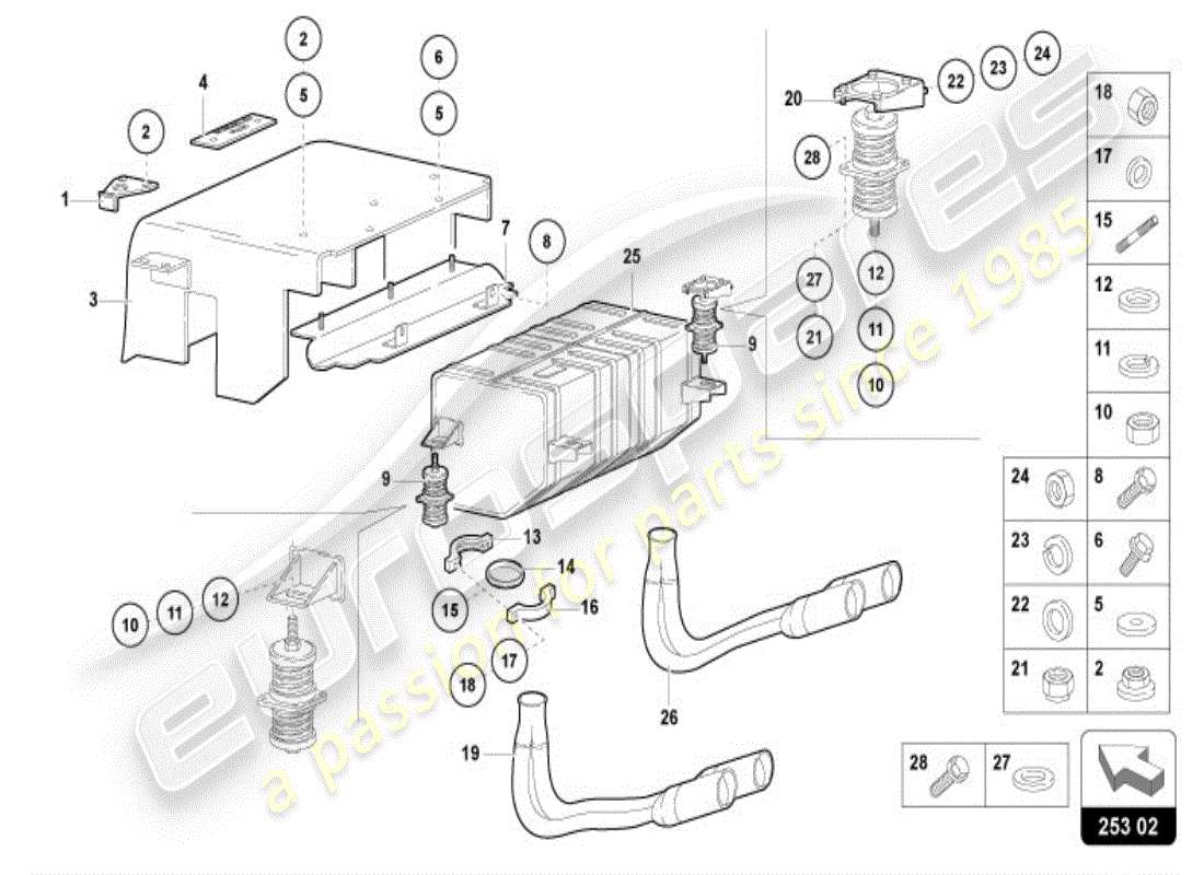 lamborghini diablo vt (1997) silencer with catalyst part diagram